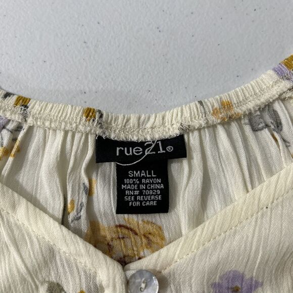 Rue 21 Blouse Womens Small Floral Ruffle Peplum Top Y2K - Picture 7 of 11